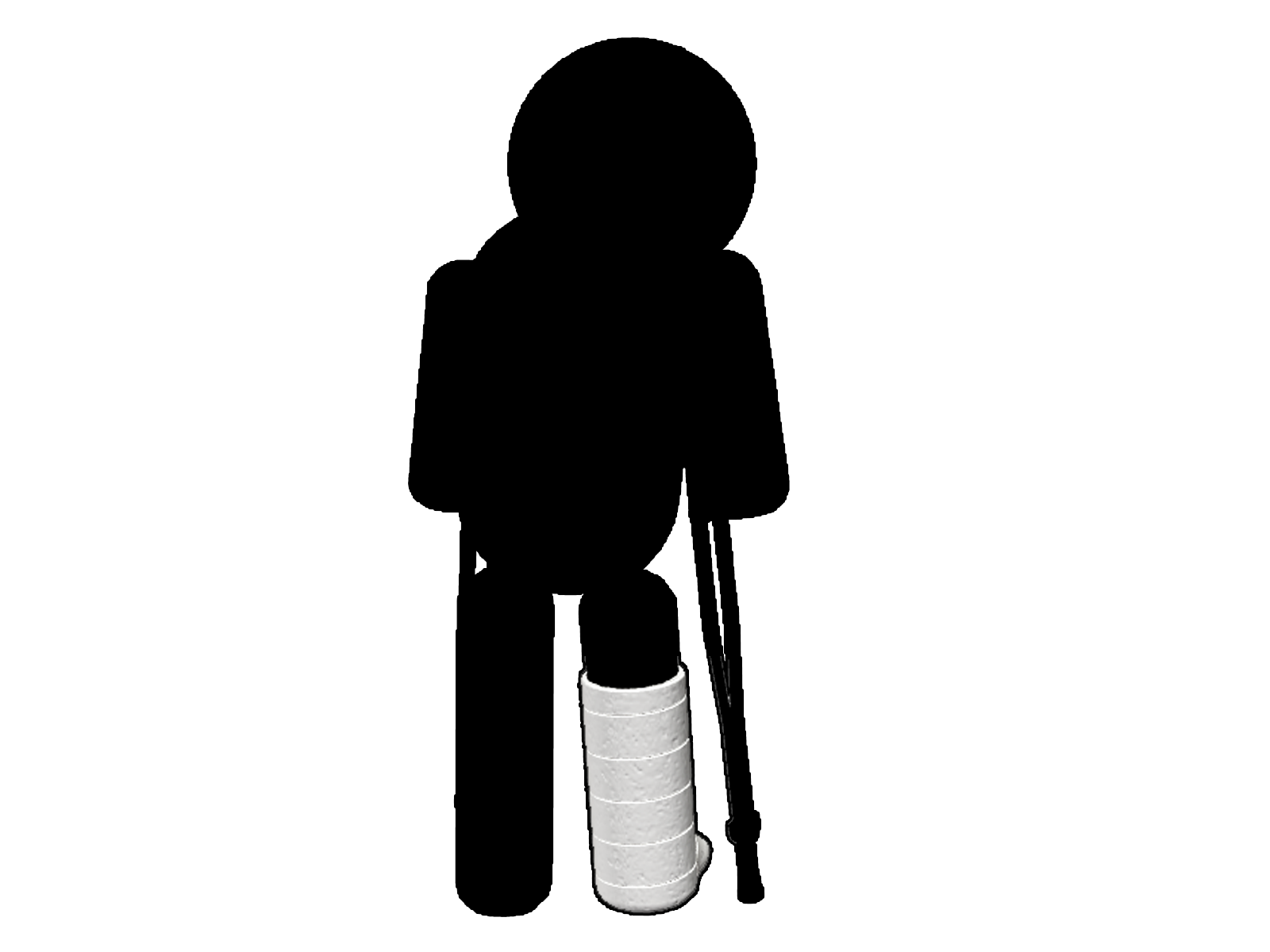 シルエット　骨折　松葉杖